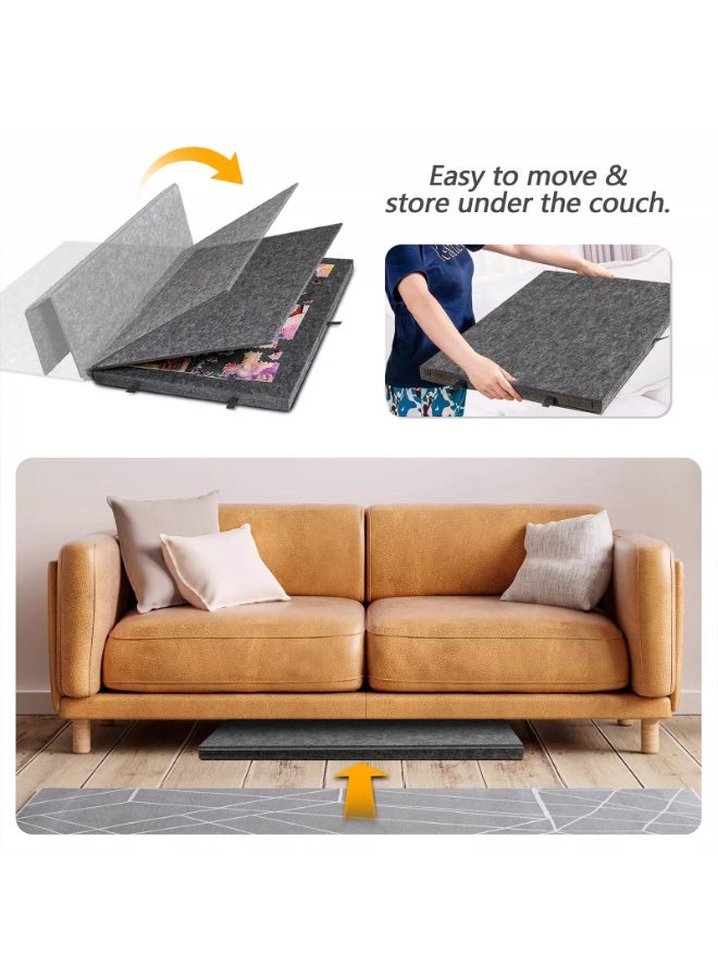 CHIYLE Tiltable Puzzle Tabletop with 6 Drawers, 2-in-1 Stand & Cover Design, Ultra-Light Felt Platform, Portable Puzzle Table for Up to 1000 Pieces – Dark Grey - Image 4